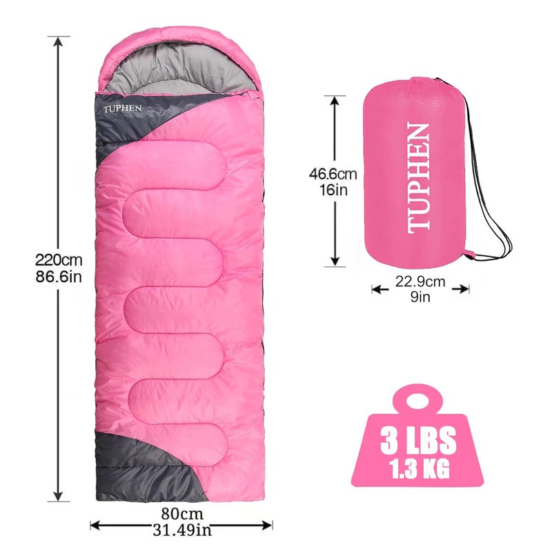 tuphen- Sleeping Bags for Adults Kids Boys Girls Backpacking Hiking Camping Microfiber Liner, Cold Warm Weather 4 Seasons Winter, Fall, Spring, Summer, Indoor Outdoor Use, Lightweight & Waterproof - Image 2